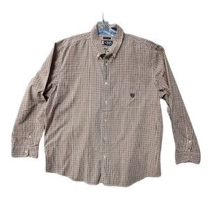 Chaps Shirt Mens 2XL Easy Care Long Sleeve Button Down Red Green Checkered
